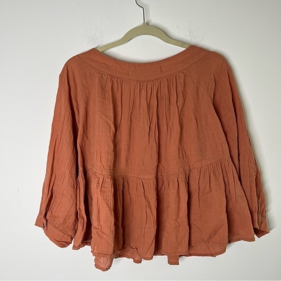 Free People Sea To Shore Blouse Noble Adobe Terracotta Size Small - Picture 5 of 9